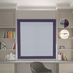 Римська штора Блекаут Перфект світло-сірий з бузковими кантами