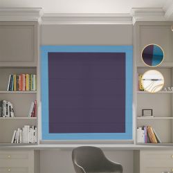 Римська штора Блекаут Перфект з ланцюжковим карнизом бузковий з блакитними кантами