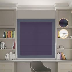 Римська штора Блекаут Перфект з ланцюжковим карнизом бузковий з графітовими кантами