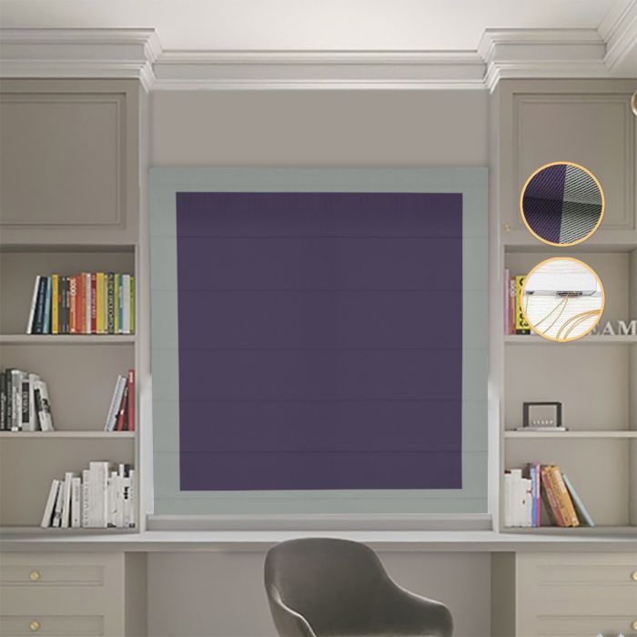 Римська штора Блекаут Перфект бузковий з оливковими кантами