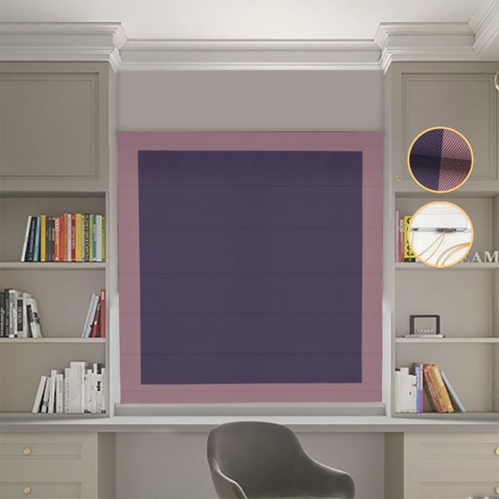 Римська штора DECOLIV Блэкаут Перфект сиреневый с пудровыми кантами
