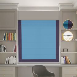 Римська штора Блекаут Перфект з ланцюжковим карнизом блакитний з бузковим кантом