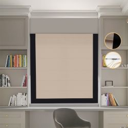 Римська штора Блекаут Перфект з ланцюжковим карнизом бежевий з чорним кантом