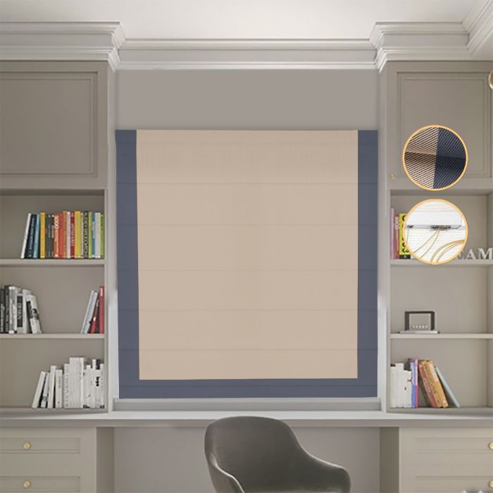 Римська штора Блекаут Перфект бежевий з графітовим кантом