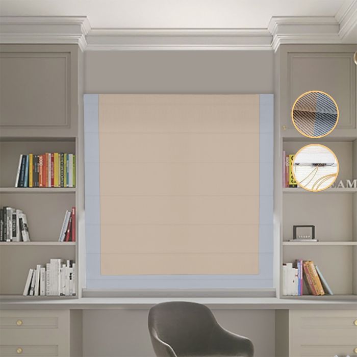 Римська штора DECOLIV Блэкаут Перфект бежевий с світло-серым кантом