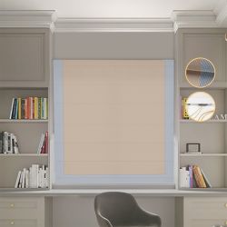 Римська штора Блекаут Перфект з ланцюжковим карнизом бежевий з світло-сірим кантом