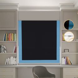 Римська штора Блекаут Перфект чорний з блакитним кантом