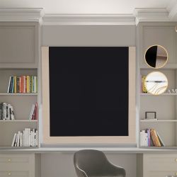 Римська штора Блекаут Перфект з ланцюжковим карнизом чорний з бежевим кантом