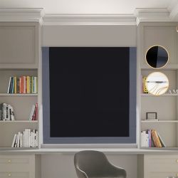 Римська штора Блекаут Перфект з ланцюжковим карнизом чорний з графітовим кантом