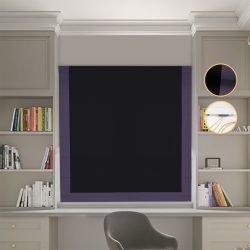 Римська штора Блекаут Перфект чорний з бузковим кантом