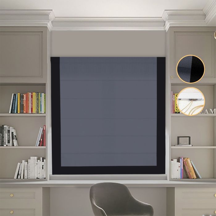Римська штора Блекаут Перфект графітовий з чорним кантом