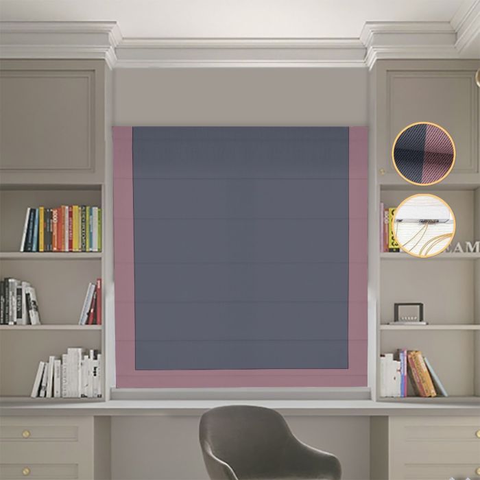 Римська штора DECOLIV Блэкаут Перфект графитовый с пудровым кантом