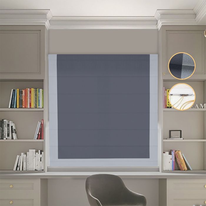 Римська штора DECOLIV Блэкаут Перфект графитовый с світло-серым кантом