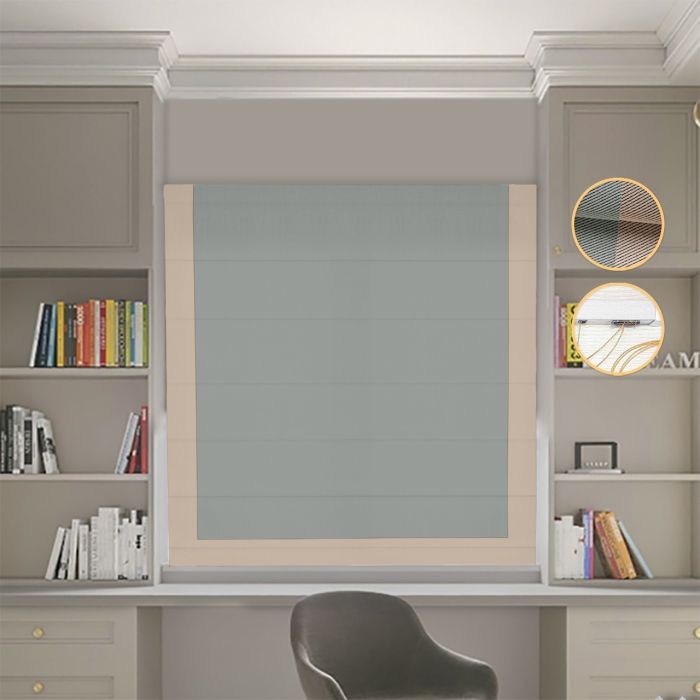 Римська штора Блекаут Перфект оливковий з бежевим кантом