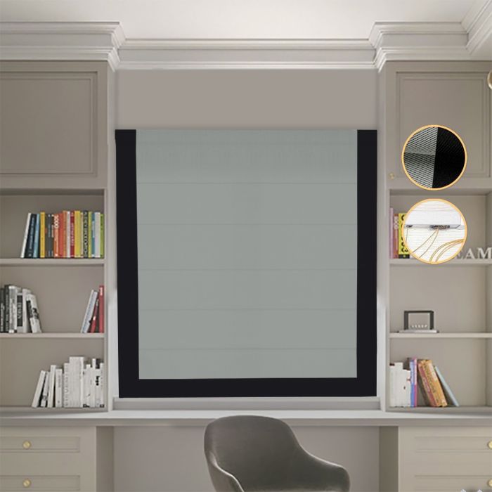 Римська штора Блекаут Перфект оливковий з чорним кантом