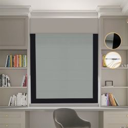 Римська штора Блекаут Перфект з ланцюжковим карнизом оливковий з чорним кантом