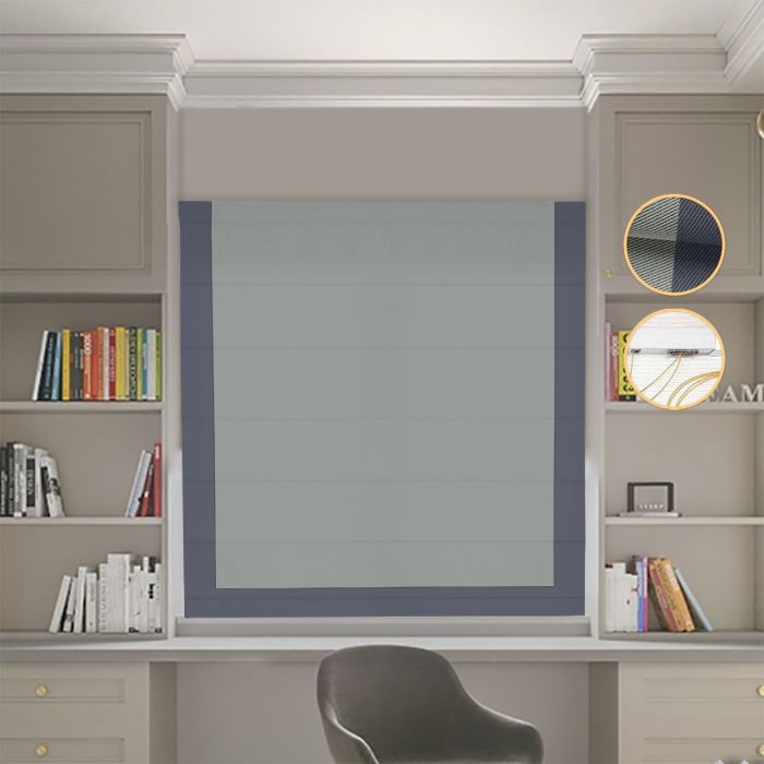 Римська штора Блекаут Перфект з ланцюжковим карнизом оливковий з графітовим кантом