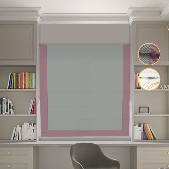 Римська штора Блекаут Перфект оливковий з пудровим кантом