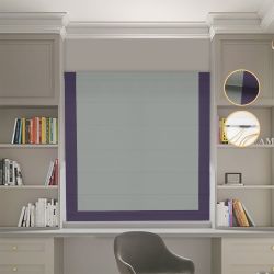 Римська штора Блекаут Перфект оливковий з бузковим кантом