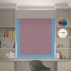 Римська штора Блекаут Перфект пудровий з блакитним кантом