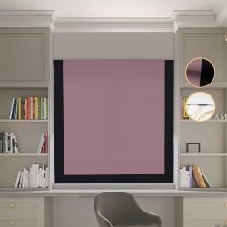 Римська штора Блекаут Перфект з ланцюжковим карнизом пудровий з чорним кантом