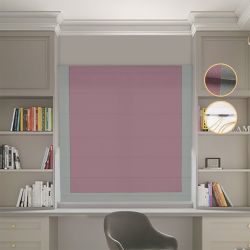 Римська штора Блекаут Перфект з ланцюжковим карнизом пудровий з оливковим кантом