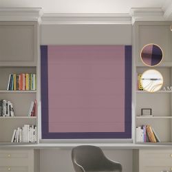Римська штора Блекаут Перфект пудровий з бузковим кантом