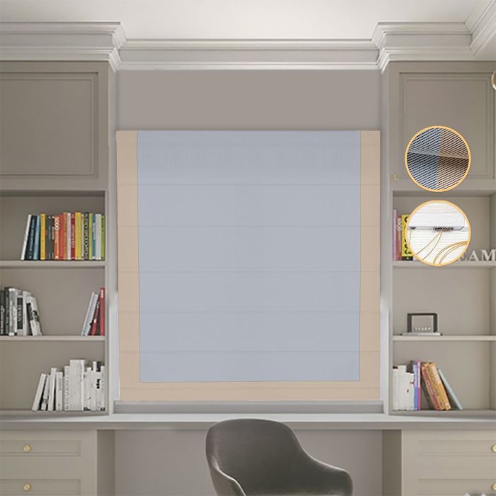 Римська штора Блекаут Перфект світло-сірий з бежевим кантом