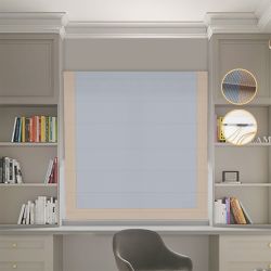 Римська штора Блекаут Перфект з ланцюжковим карнизом світло-сірий з бежевим кантом