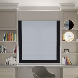 Римська штора Блекаут Перфект з ланцюжковим карнизом світло-сірий з чорним кантом