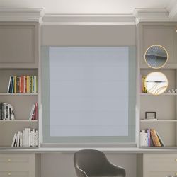Римська штора Блекаут Перфект з ланцюжковим карнизом світло-сірий з оливковим кантом