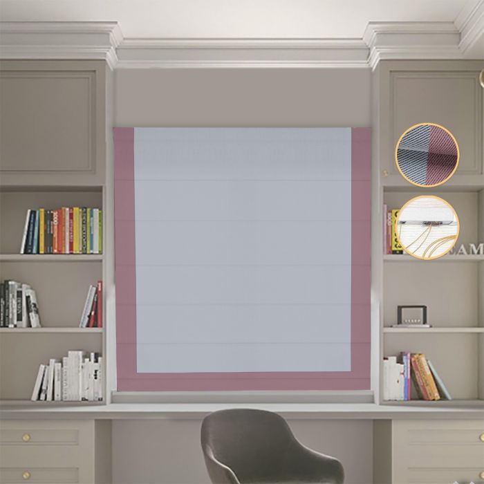 Римська штора Блекаут Перфект світло-сірий з пудровим кантом