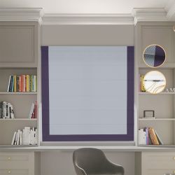Римська штора Блекаут Перфект з ланцюжковим карнизом світло-сірий з бузковим кантом