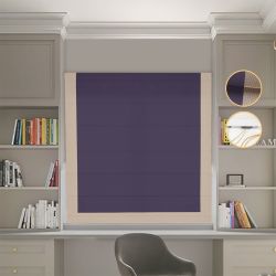 Римська штора Блекаут Перфект бузковий з бежевим кантом