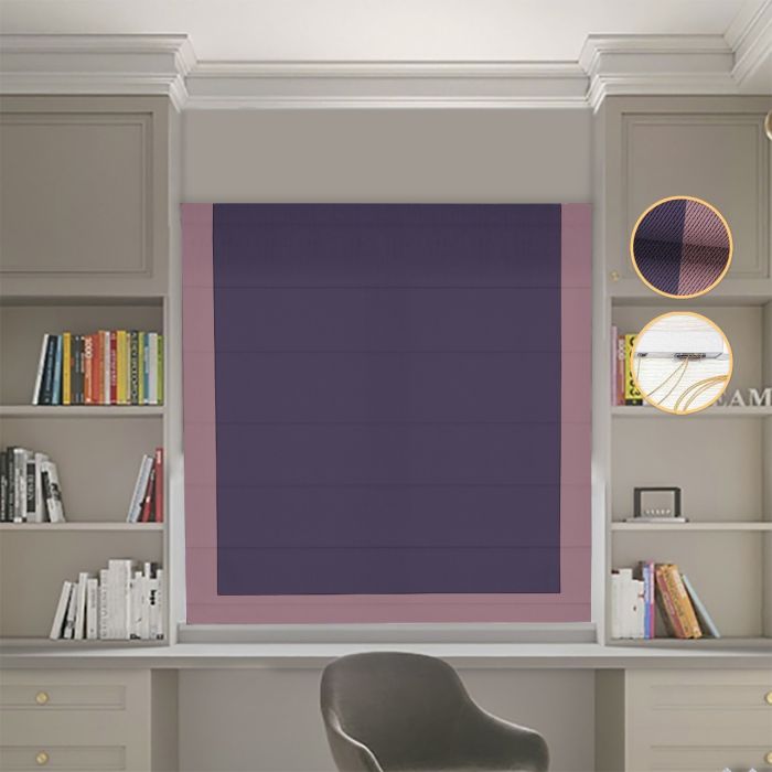 Римська штора DECOLIV Блэкаут Перфект сиреневый с пудровым кантом