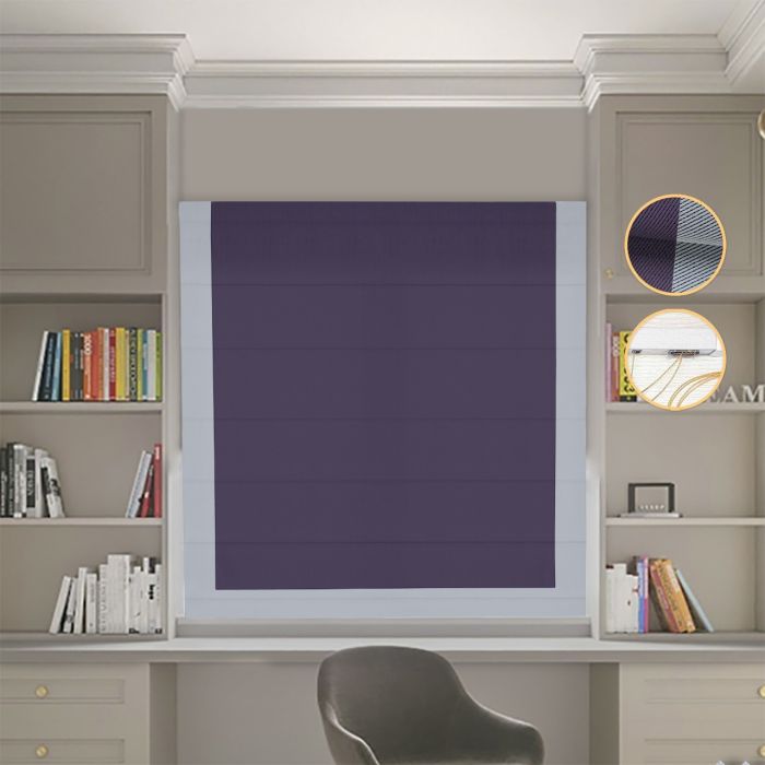 Римська штора DECOLIV Блэкаут Перфект сиреневый с світло-серым кантом