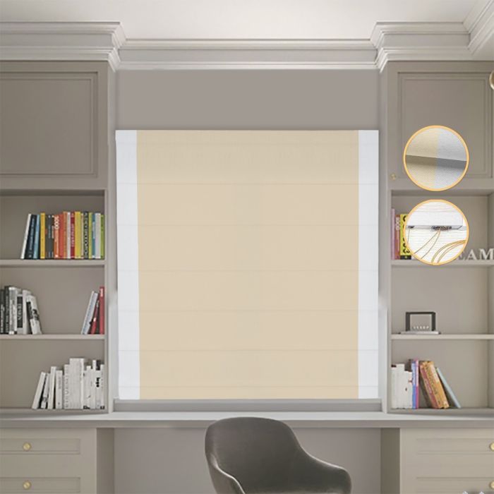 Римська штора DECOLIV Блэкаут Нова бежевий с світло-серыми кантами по бокам
