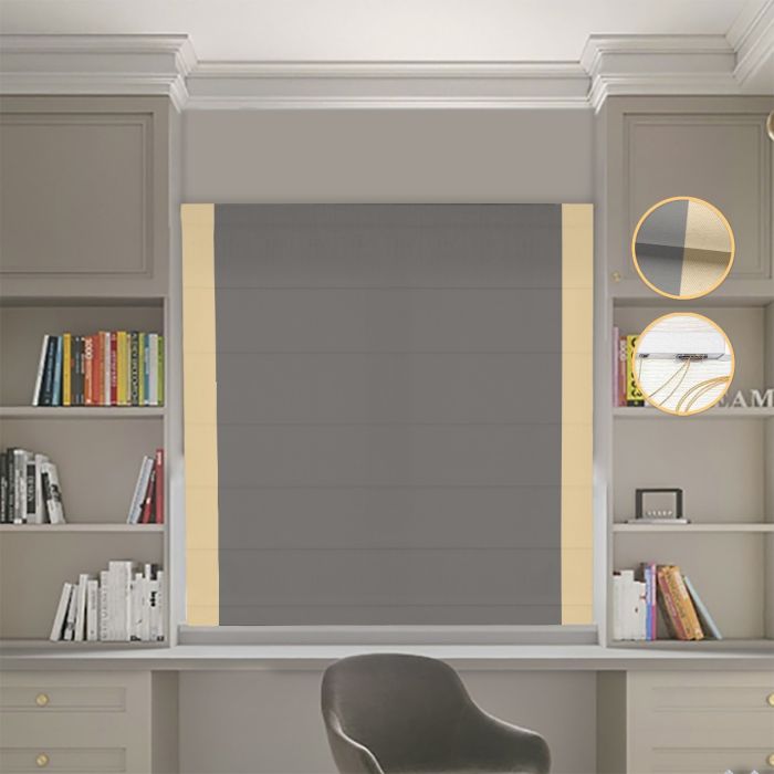 Римська штора DECOLIV Блэкаут Нова графитовый с песочными кантами по бокам