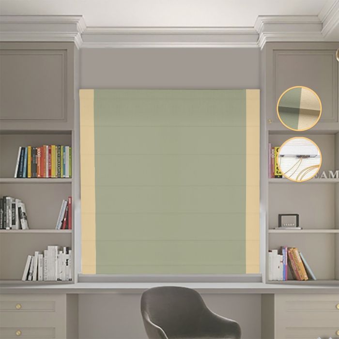 Римська штора Блекаут Нова оливковий з пісочними кантами по боках