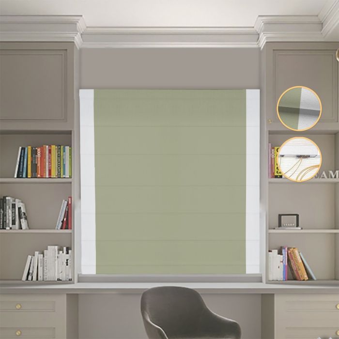 Римська штора DECOLIV Блэкаут Нова оливковий с світло-серыми кантами по бокам