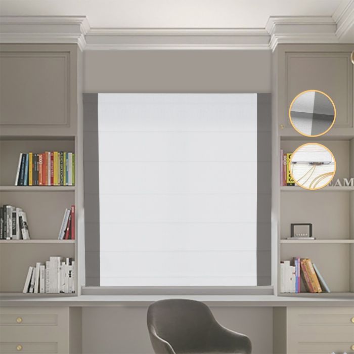 Римська штора DECOLIV Блэкаут Нова світло-сірий с графитовым кантами по бокам