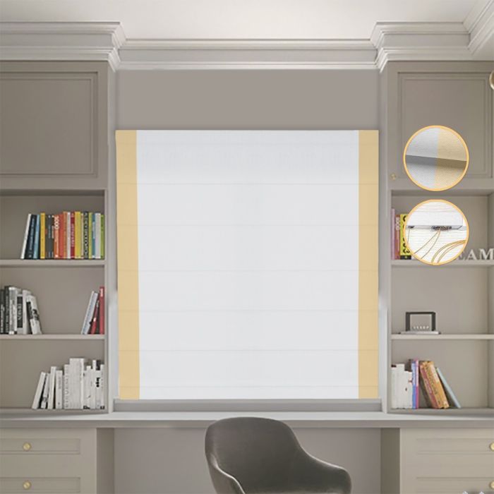 Римська штора Блекаут Нова світло-сірий з пісочними кантами по боках