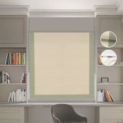 Римська штора Блекаут Нова бежевий з оливковим кантом