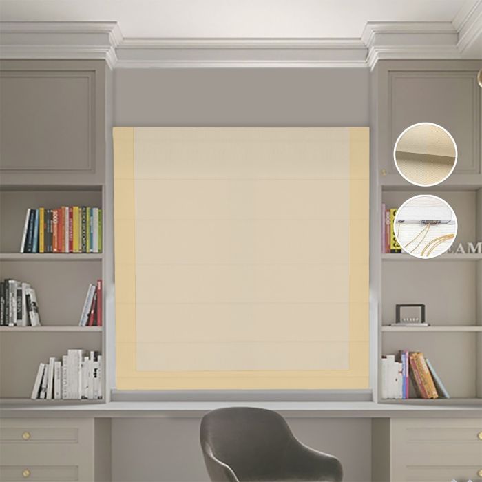 Римська штора DECOLIV Блэкаут Нова бежевий с песочным кантом