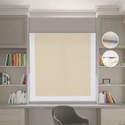 Римська штора Блекаут Нова бежевий з світло-сірим кантом
