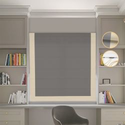 Римська штора Блекаут Нова графітовий з бежевим кантом