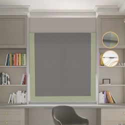 Римська штора Блекаут Нова графітовий з оливковим кантом
