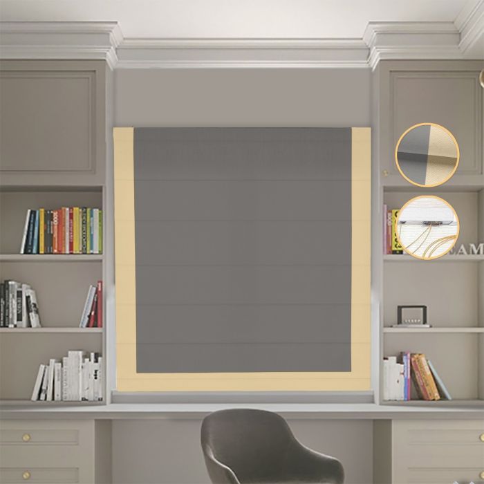 Римська штора Блекаут Нова графітовий з пісочним кантом