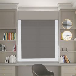 Римська штора Блекаут Нова графітовий з світло-сірим кантом