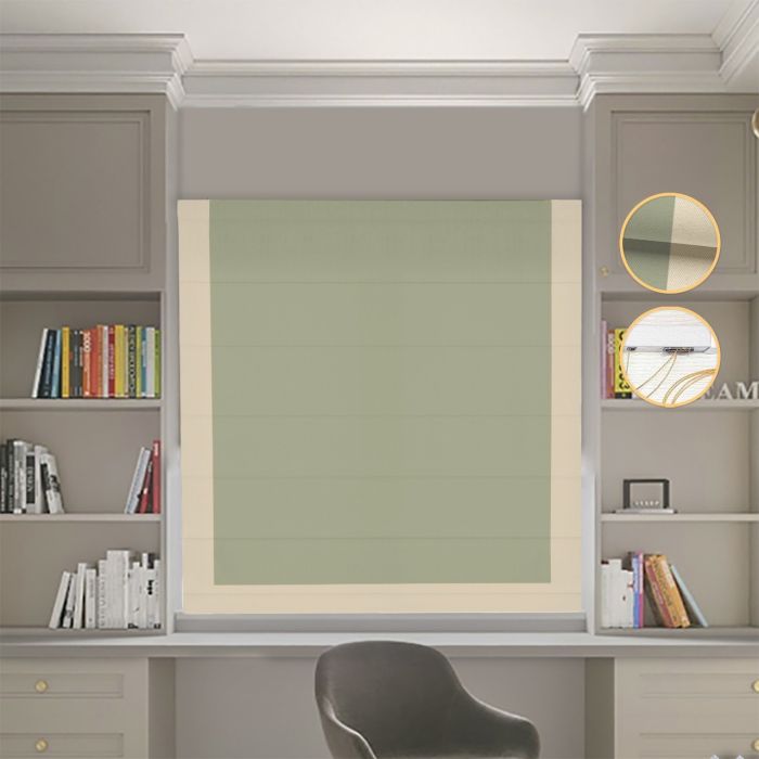 Римська штора DECOLIV Блэкаут Нова оливковий с бежевым кантом